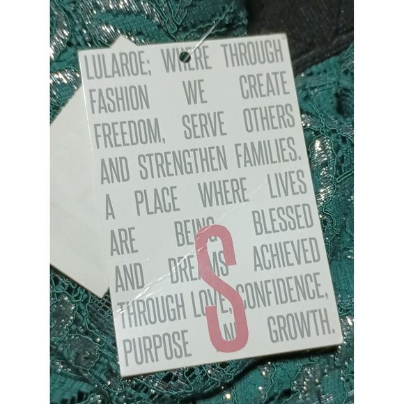 LuLaRoe Lucy Maxi Skirt Womens Size S Small Green Silver Tinsel Floral Lace NWT - Picture 7 of 9